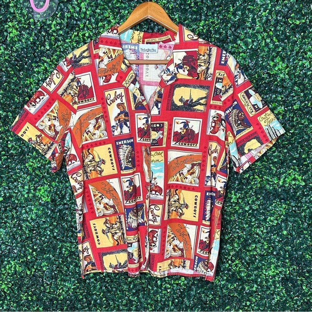 Vtg. Western Cowboy Button Down Last Best Place Catalog Shirt Sz M